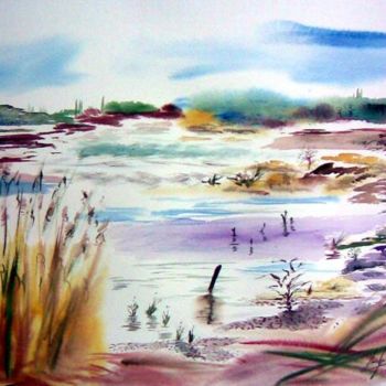 Pintura intitulada "Camargue" por Jean-Louis Gaillard, Obras de arte originais, Aquarela