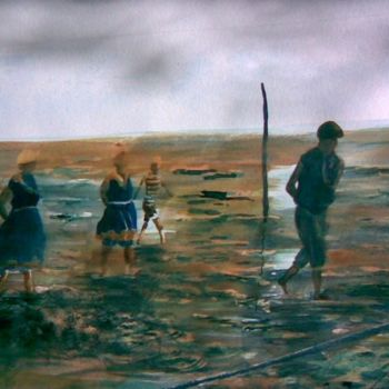 Pintura titulada "Plage de Préfailles…" por Jean-Louis Gaillard, Obra de arte original, Acuarela