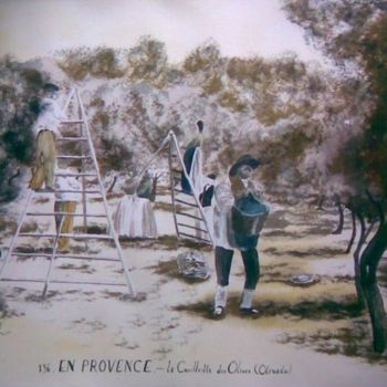Painting titled "l'olivadou" by Jean-Louis Gaillard, Original Artwork, Ink
