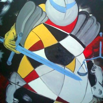 Painting titled "L'ange de la Justice" by Jean-Louis Gaillard, Original Artwork, Acrylic Mounted on Wood Stretcher frame