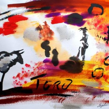 "Olé Toro" başlıklı Tablo Jean-Louis Gaillard tarafından, Orijinal sanat, Suluboya