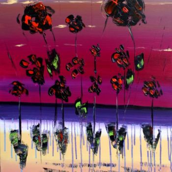 Painting titled "Coquelicots noirs" by Jean-Louis Gaillard, Original Artwork, Acrylic