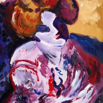 Painting titled "Geisha" by Jean-Louis Gaillard, Original Artwork, Oil