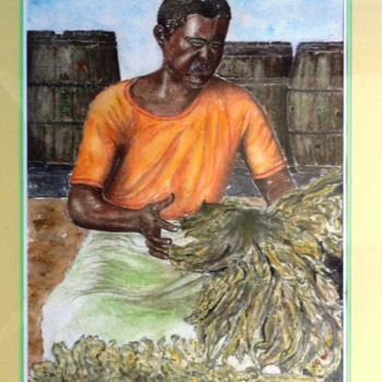 Painting titled "Trieur de tabac" by Jeangal, Original Artwork