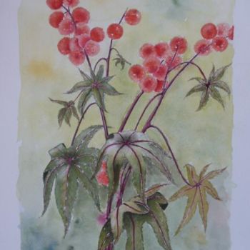 Pintura intitulada "Fleurs de ricin" por Jeangal, Obras de arte originais