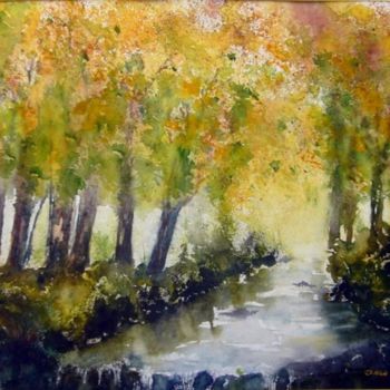 Painting titled "Ruisseau d'automne" by Jeangal, Original Artwork