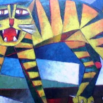 Peinture intitulée "Sreaming Cat" par Juan Miguel Solomon, Œuvre d'art originale