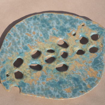 Peinture intitulée "plateau - turquoise…" par Agnieszka Chudzicka, Œuvre d'art originale, Objets