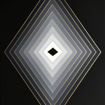 Painting titled "Gray rhombus" by Iza Kozłowska, Original Artwork, Acrylic