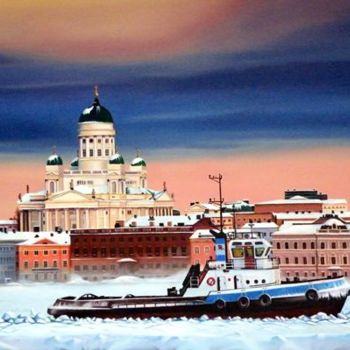 Pittura intitolato "Helsinki" da Didier Derre, Opera d'arte originale, Olio