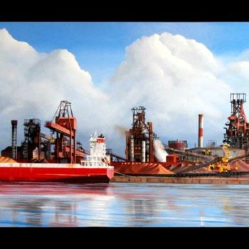 Ζωγραφική με τίτλο "Dunkerque Arcelormi…" από Didier Derre, Αυθεντικά έργα τέχνης, Λάδι
