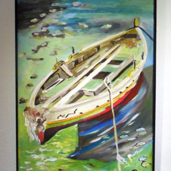 Painting titled "Barque" by Mohamed  Akram Khouja, Original Artwork, Acrylic