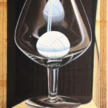 Schilderij getiteld "« Ballon de blanc »" door Galerie De  Parrhasios, Origineel Kunstwerk, Olie Gemonteerd op Frame voor ho…