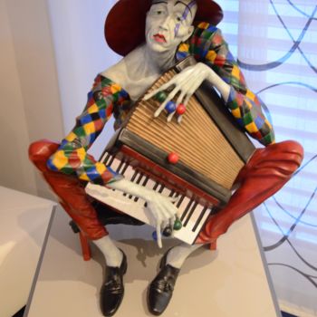 Sculpture intitulée "accordeoniste" par Thierry Ligismond, Œuvre d'art originale