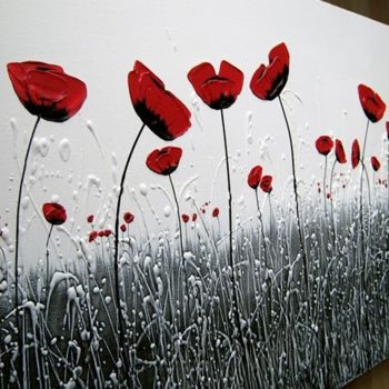 Peinture intitulée "Autumn Poppies" par Zineb Ait Addi, Œuvre d'art originale, Huile