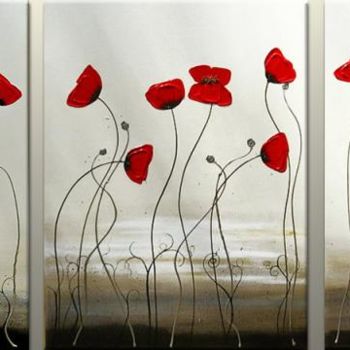 Painting titled "Deco Poppies" by Zineb Ait Addi, Original Artwork, Oil