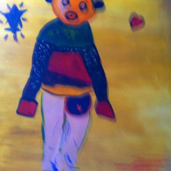 Painting titled "L'enfant clown" by Arlette Flécher, Original Artwork, Oil
