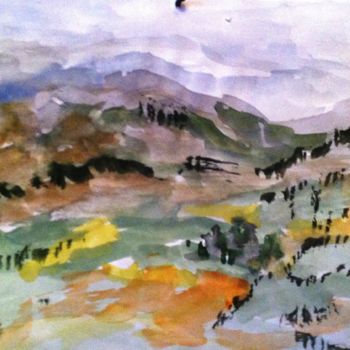 Painting titled "Paysage alpin" by Arlette Flécher, Original Artwork