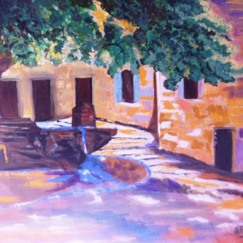 Painting titled "Le lavoir de Solliè…" by Arlette Flécher, Original Artwork, Oil