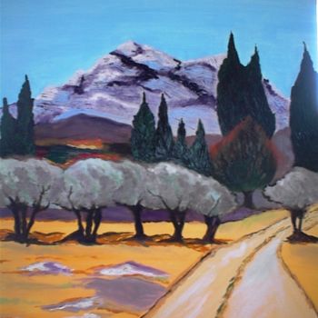 Painting titled "Sur la route des Al…" by Arlette Flécher, Original Artwork, Oil