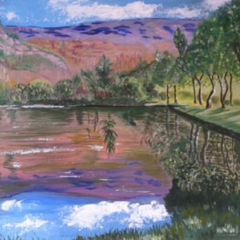 Painting titled "Le lac de Mauléon B…" by Arlette Flécher, Original Artwork, Oil