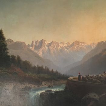 Peinture intitulée "Paysage des Pyrénée…" par Arlette Flécher, Œuvre d'art originale, Huile