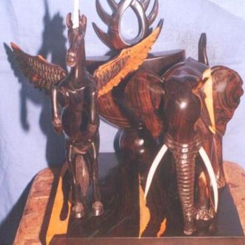 Sculpture titled "licône et elephant" by Berty, Original Artwork