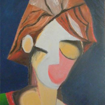 Painting titled "tête" by Alban Maurier, Original Artwork, Oil