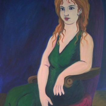 Peinture intitulée "femme assise" par Alban Maurier, Œuvre d'art originale, Huile