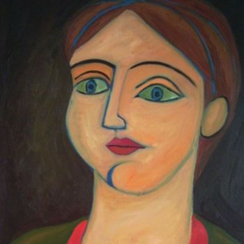 Painting titled "visage" by Alban Maurier, Original Artwork, Oil