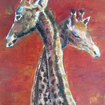 Painting titled "duo de girafes" by Jador, Original Artwork