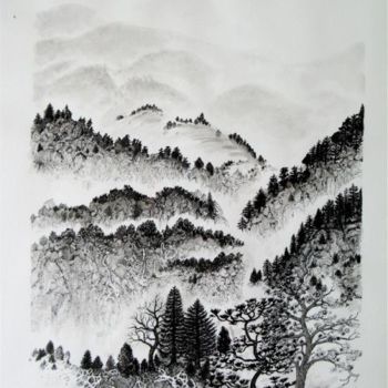 Tekening getiteld "Paysage chinois ver…" door Jean Kerinvel, Origineel Kunstwerk, Anders