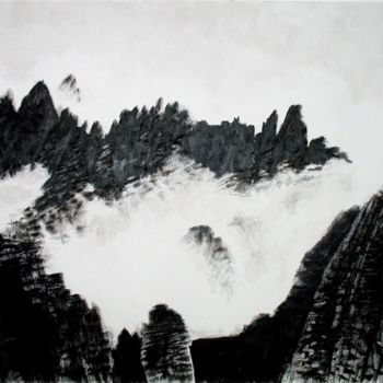 Dessin intitulée "Montagnes jaunes" par Jean Kerinvel, Œuvre d'art originale, Autre