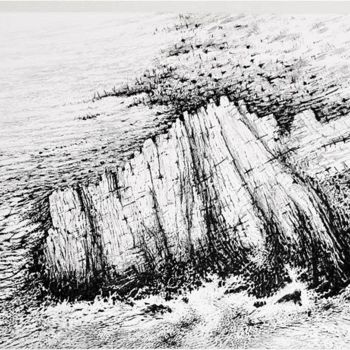 Dessin intitulée "Les roches pensives…" par Jean Kerinvel, Œuvre d'art originale, Autre
