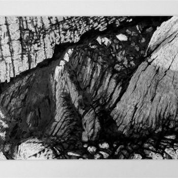 Dessin intitulée "Falaise dans l'ombre" par Jean Kerinvel, Œuvre d'art originale, Autre