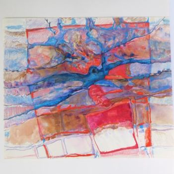 Dessin intitulée "En bleu et rouge 2" par Jean Kerinvel, Œuvre d'art originale, Autre