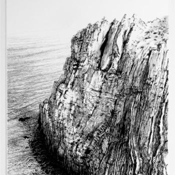 Dessin intitulée "Falaise en vue cava…" par Jean Kerinvel, Œuvre d'art originale, Autre