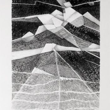 Tekening getiteld "Paysage lamellaire…" door Jean Kerinvel, Origineel Kunstwerk, Anders