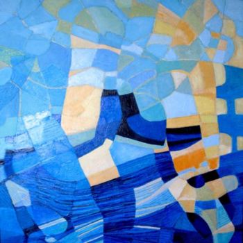 Картина под названием "Soleil eau n° 4" - Jean Kerinvel, Подлинное произведение искусства, Масло