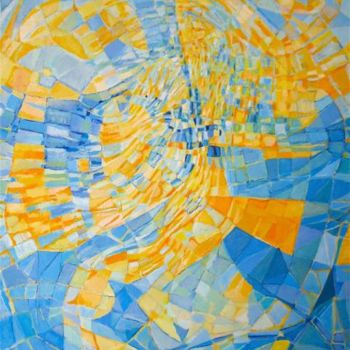 Pintura intitulada "En bleu et jaune" por Jean Kerinvel, Obras de arte originais, Óleo