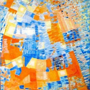Pintura titulada "Verticale bleue ora…" por Jean Kerinvel, Obra de arte original, Oleo