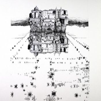 Dessin intitulée "Palais imaginaire" par Jean Kerinvel, Œuvre d'art originale, Autre