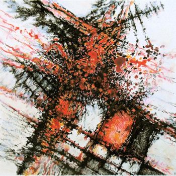 Dessin intitulée "Réseau rouge 1" par Jean Kerinvel, Œuvre d'art originale, Autre