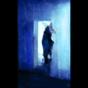 Digital Arts titled "Apparition bleue" by Mhm, Original Artwork, Digital Painting