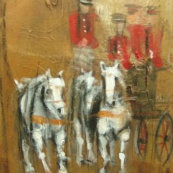 Peinture intitulée "Attelage de chevaux" par Tristan Robert, Œuvre d'art originale
