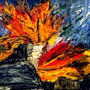 Картина под названием "Осенние котры" - Galina Gonharova, Подлинное произведение искусства, Масло