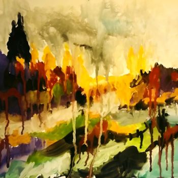 Pintura intitulada "Осень плачет" por Galina Gonharova, Obras de arte originais, Guache