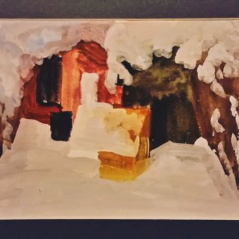 「В снежном плену」というタイトルの絵画 Galina Gonharovaによって, オリジナルのアートワーク, グワッシュ水彩画