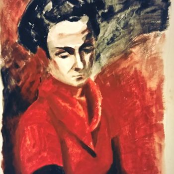 Zeichnungen mit dem Titel "Портрет дамы в крас…" von Galina Gonharova, Original-Kunstwerk, Pastell