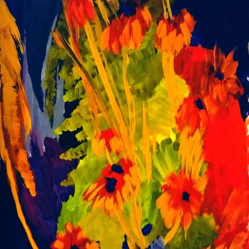 Pintura titulada "Осень на клумбе 2" por Galina Gonharova, Obra de arte original, Gouache